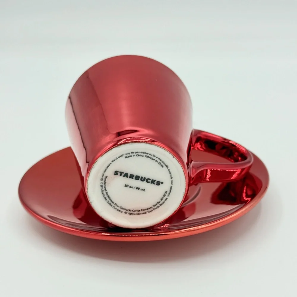 Starbucks | 2013 Silver & Red Mini Holiday Mug Plate Demi Espresso Set - Picture 9 of 11